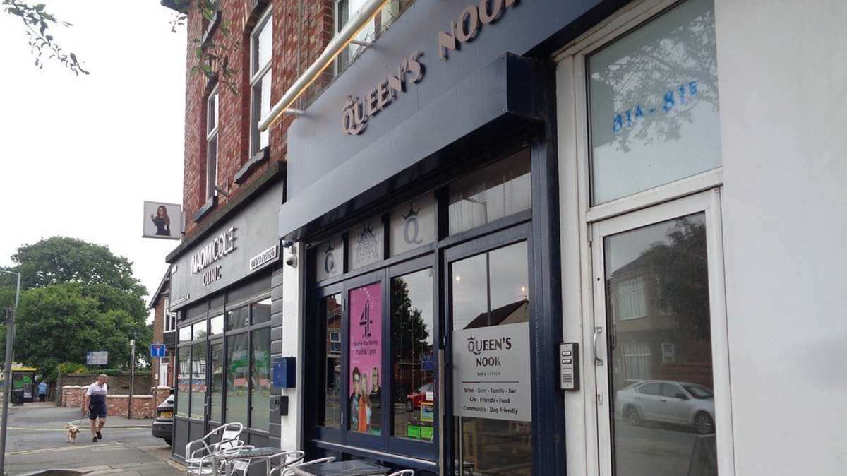 Queen’s Nook sign above the Crosby venue entrance